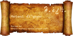 Hetesi Ágnes névjegykártya