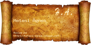 Hetesi Ágnes névjegykártya